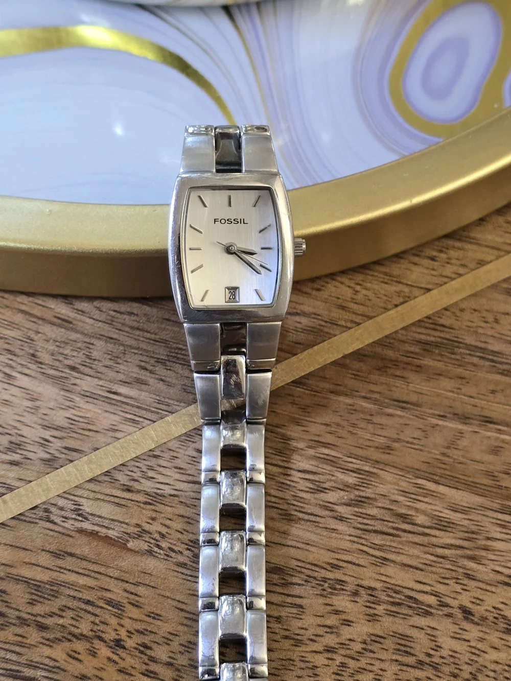 Fossil Stainless Steel Rectangle Watch - Silver